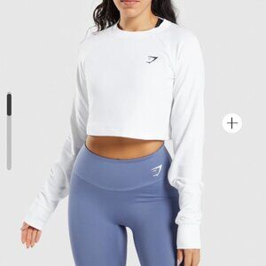 Gymshark Training Cropped Sweater in White Small
